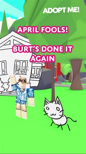 🃏April Fools! 🃏 Burt messed up again...🐈‍⬛ Get your temporary flying 2D Kitty now! In game for 24 hours! #robloxadoptme