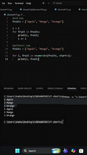Stop Using i += 1 🤯🐍 | Learn Python enumerate() in 30 Seconds!