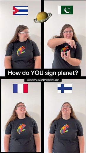 🪐 How to sign PLANET in 4 world sign languages #cuba #pakistan #finland #france #signlanguage