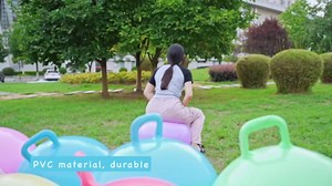 Meooeck 9 Pcs Hopper Ball Carnival Outdoor Game 22 Inch Jumping Hopping Outdoor Bouncy Ball with Handles and Air Pump for Sports School Games Exercise(Macaron Color)