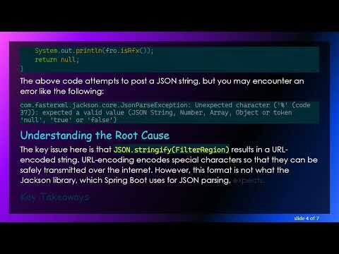 Resolving the Unexpected character % code 37 Error in Spring Boot and Axios