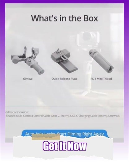 DJI RS 4 Mini, Gimbal Stabilizer for Cameras Canon/Sony/Panasonic/Nikon/Fujifilm, Auto Axis Locks...