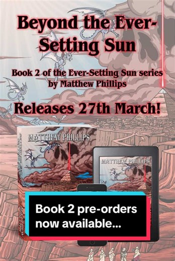 📕BEYOND THE EVER-SETTING SUN📕 Preorders now open for book 2! The second book in my fantasy series is coming out on 27th March and is now available to pre-order on the ‘zon! Paperback: https://www.amazon.co.uk/gp/product/1068497831 Ebook: https://www.amazon.co.uk/gp/product/B0GN4G264Q The epic dark fantasy adventure continues! In a world steeped in shadow and forever on the brink of night, our six reluctant heroes leave their twilight city behind and join the motley crew of pirates, necromancer