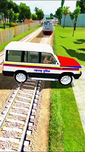 🚄 Train 🆚 police Bolero 🚙 Indian 🇮🇳 gaming #viral #vs #bussid #bolero #bolerocamper #boleros #shorts