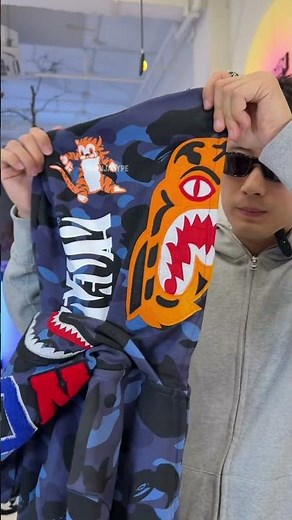 💙This Bape Blue Camo Double Hood Shark & Tiger Hoodie Is Wild In Hand | Ninjahype Haul #bape
