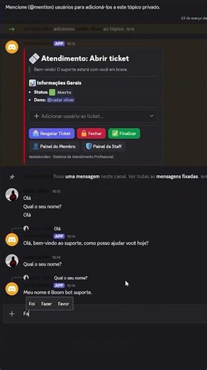 Bot ticket com atendimento 100% personalizado