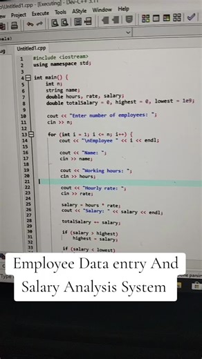Employee Data Entry and Salary Analysis in C