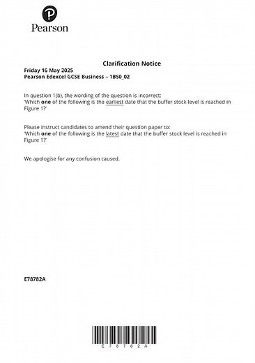 2025 Pearson EDEXCEL GCSE Business Paper 2 1bs0 02 Building A Business