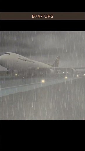 Boeing 747 UPS Landing in Heavy Rain | Extreme Weather Touchdown!