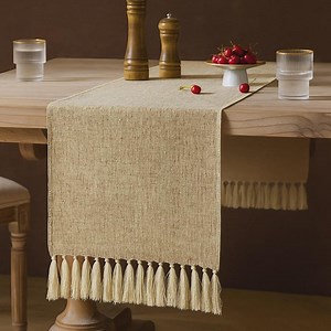 Beige Burlap Table Runner | Farmhouse Boho Dining Decor 13 X 48 - Etsy