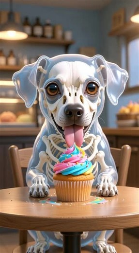 Dog eating cupcake #dog #funnyvideo