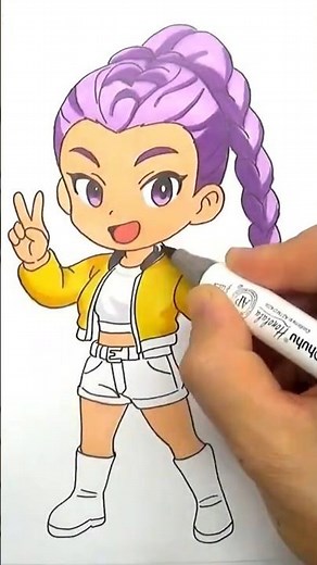 How to draw Rumi from #kpop #kpopdemonhunters with #ohuhumarkers