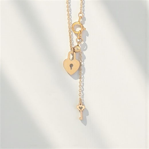 Heart Lock and Key Necklace, 14k Gold Filled Dainty Jewelry for Her - Etsy UK