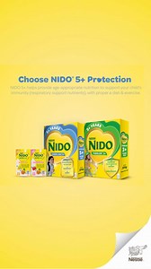 Ready for big school? Choose NIDO 5 with probiotics tulong for respiratory protection. 1 glass = 38g powder 210ml water. It has 30% more DHA vs previous formulation, beneficial only if daily intake is 250mg daily, with a proper diet and exercise. so they’re protected as they learn. ASC N0144P052025N | NIDO Milk Drinks