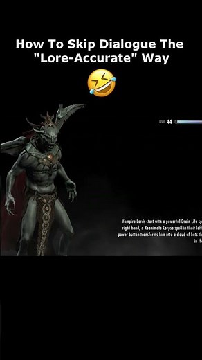 How To Skip Dialogue The "Lore-Accurate" Way 🤣 #skyrim #elderscrolls #shorts #games #nintendo