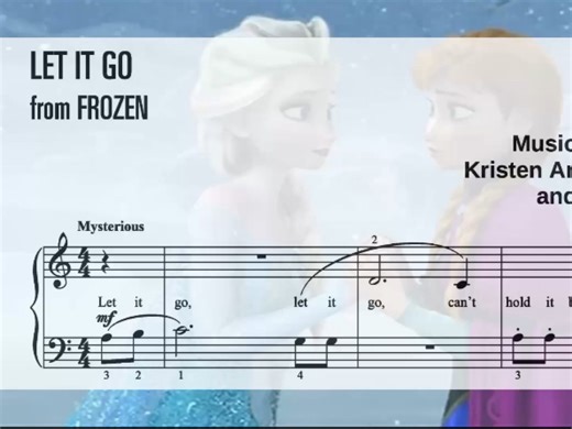 电子教具｜曲谱同步｜Let it Go｜启蒙阶段的数拍困难歌｜音乐启蒙｜钢琴启蒙｜五线谱启蒙｜Hal Leonard：Piano for Teens｜随它吧