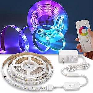 16.4ft RGB LED Strip Lights with Remote, Smart RGBIC+Warm&Cool White Color Changing LED Strips for Bedroom, Dimmable, 2700K~6000K Adjustable, Multiple Colors on One Line, RGBCCT Plug in Light Strip