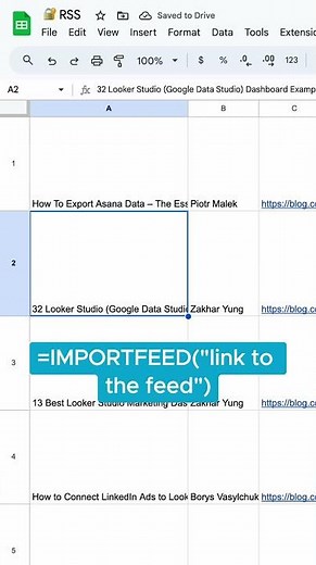 🗞️ RSS reader in Google Sheets #googlesheets #spreadsheet #tutorial #lifehacks #rss