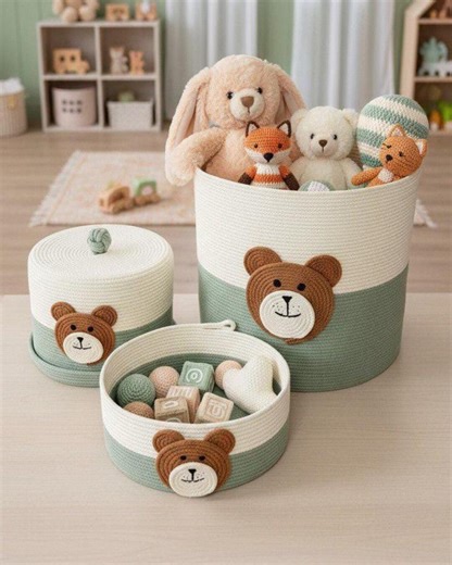 Toy Storage Baskets Set S M L Cotton Rope / Nursery Storage Basket/ Nursery Decor/ Baby Room Organizer/ Newborn Gift/ Cotton Rope Basket - Etsy