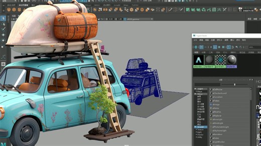 【maya教程】零基础学maya，maya当中制作小汽车模型案例