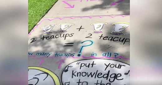 Kindergarten teacher and artist team up to create chalk obstacle courses for kids