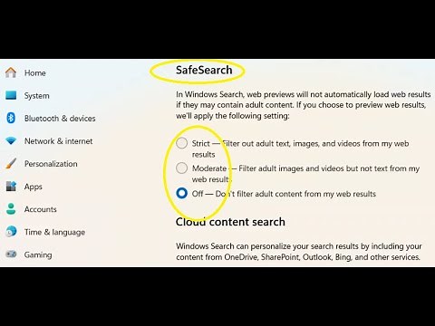 how to turn off the Safe Search in windows 11 PC