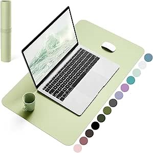 YSAGi Non-Slip Leather Desk Pad, Waterproof Laptop Computer Desk Keyboard Mat, Table Protector Blotter Mat, Large Mouse Pad for Office/Work/Home/Decor(Matcha Green, 23.6" x 13.7")