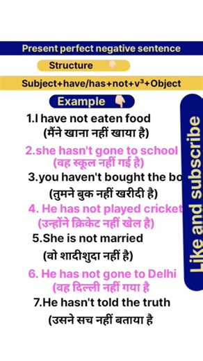Present perfect negative sentence | English grammar rules | uvesi English classes