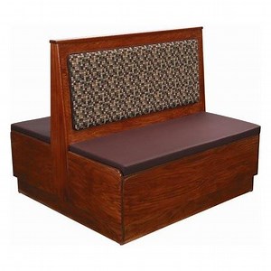 American Tables & Seating 46" Long Plain Back Platform Seat Double Wood Booth - 36" High