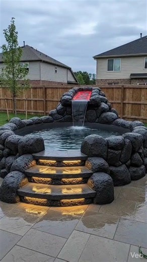 Backyard Luxury Pool Construction 😱 Amazing Waterfall Pool Build #shortsfeed