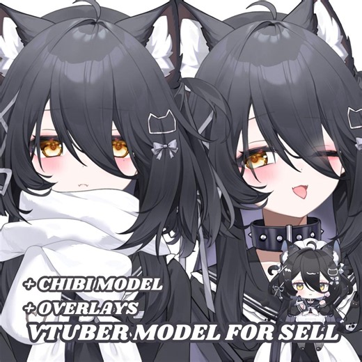 JK Black Cat Girl | Premade Live2d Vtuber Model FULLY RIGGED | for Vtube Studio Streaming Youtube Twitch | Ready to Use - Etsy