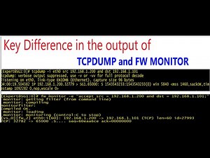 What are the key differences between TCPDUMP and FW MONITOR outputs!