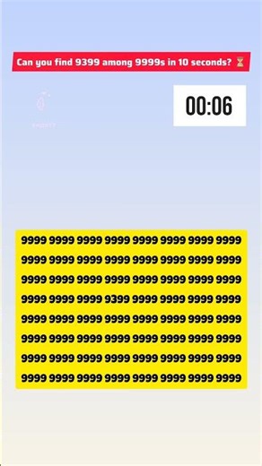 Can you find 9399 in 9999 seconds? 🤯 | MindQuiz Shorts #quiz #mindbendingquiz #findthenumber