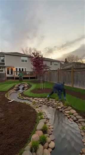 Turning a Suburban Backyard into a Peaceful Stream Garden #shorts
