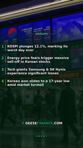 Korean Stocks Plunge as Energy Crisis Grips Markets
