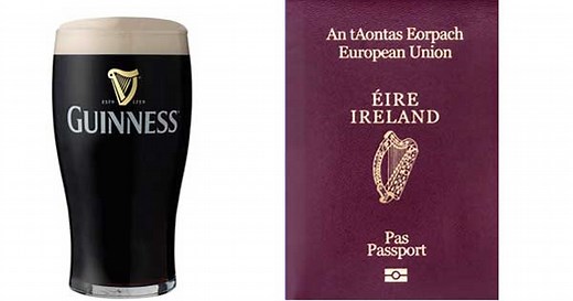 Why the Guinness harp faces the opposite way to the official Irish harp