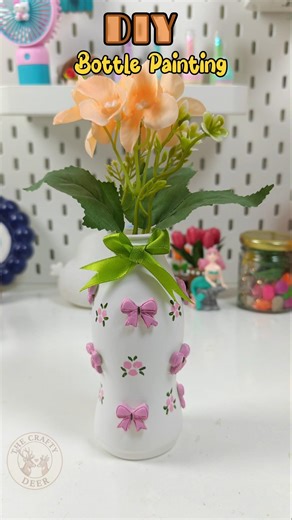 DIY Bottle Painting | Cute Flower Vase Makeover #shorts #diy #bottleart #craft