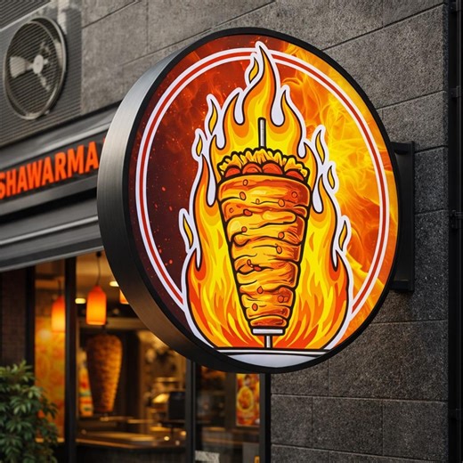 360 Rotating Light Box, Rotating Shawarma Sign Lighted Round Projecting Wall Sign Outdoor Restaurant Kebab Döner Shop Illuminated Logo Sign, - Etsy UK