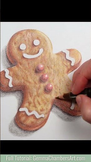 Let's Draw... A Gingerbread Man with Prismacolor Coloured Pencils #colorpencil #christmas #drawing