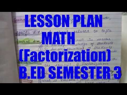 Lesson plan for math Factorisation |How to make Lesson plan for math for class 8