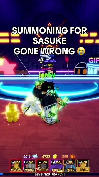 Sasuke Summoning Gone Wrong in Roblox Anime Adventures