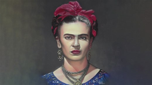 Emotional realism portrait showcasing Frida Kahlo’s character