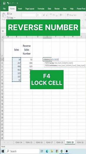 Excel hacks# Reverse Numbers in excel | excel tutorial |exceltips