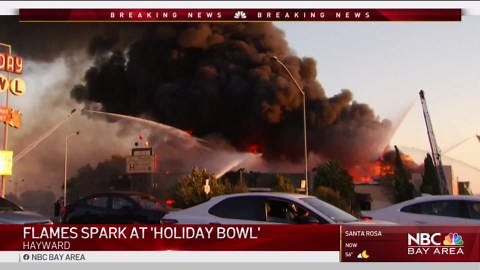 Flames Spark at Vacant Holiday Bowl in Hayward