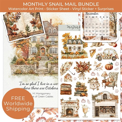 Monthly Sticker and Art Print Snail Mail Club, 2026 Calendar Planner Journaling Sticker Set, Watercolor Bullet Junk Journal Sticker Pack Set - Etsy