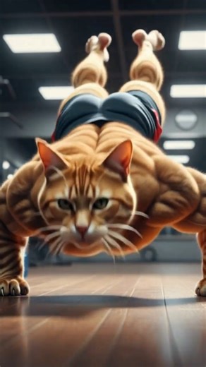 Cat Doing Push-Ups 💪😺 | Funniest Fitness Short