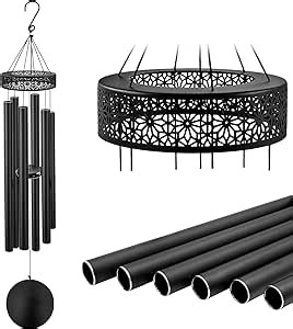 ASTARIN 48'' Wind Chimes for Outside Deep Tone - Large Windchimes with 6 Heavy Tubes, Outdoor Memorial Chimes Outdoor for Garden Hanging Décor,Sympathy Gifts，Black