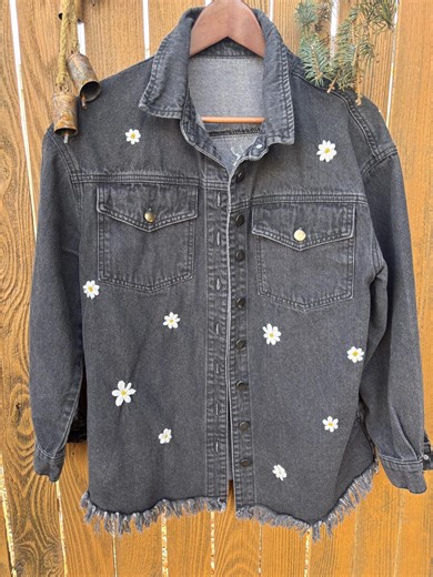 Hand Embroidered Denim Jacket | Unique Jean Jacket | Slow Fashion | Floral Embroidered Jacket - Etsy