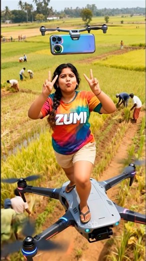 Flying Mobile?! Futuristic Drone Girl 🔥🤯 | Short Hair Girl ✨ #FutureTech #DroneGirl #FlyingPhone