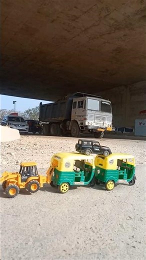 bulldozer vs tempu and 4 X 4 Thar 🔥 shorts ।। #toys #toybulldozer #unboxing #viral #autorickshaw
